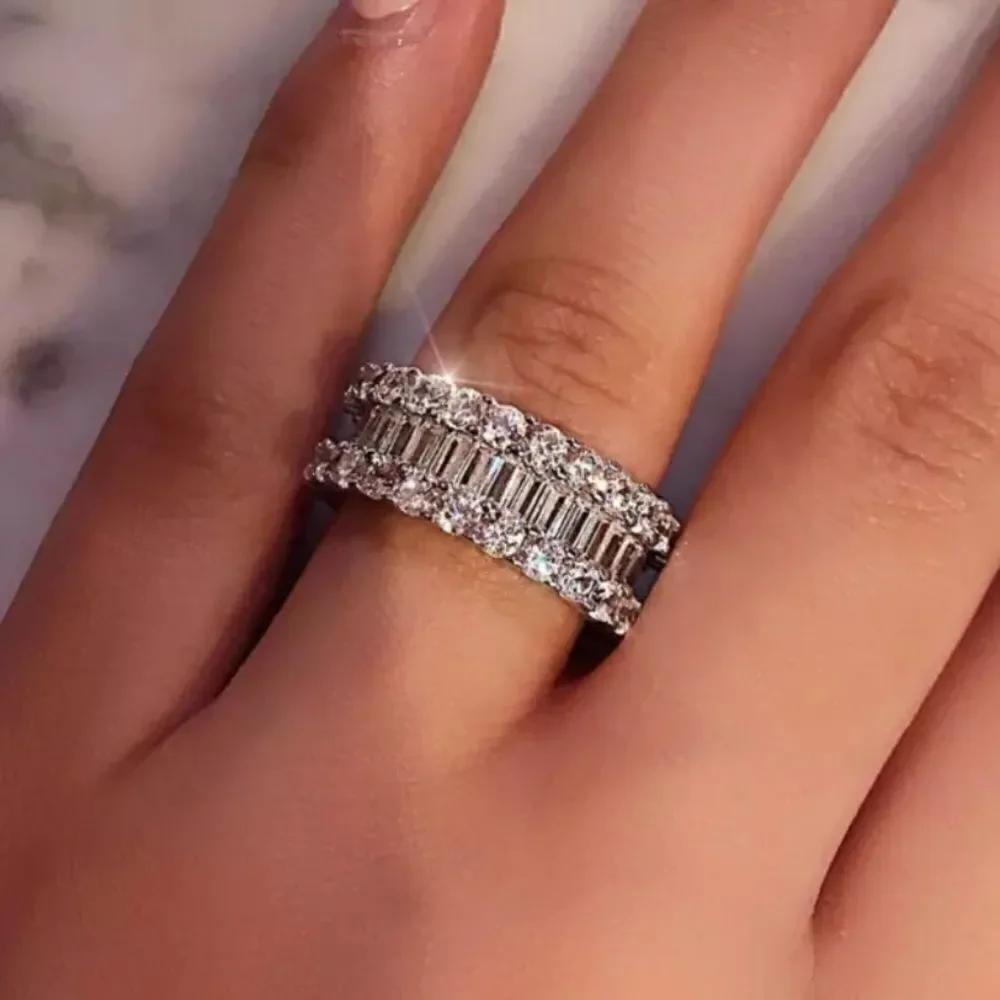 The Mistress Classic 925 Silver White Sapphire band ring sz 8